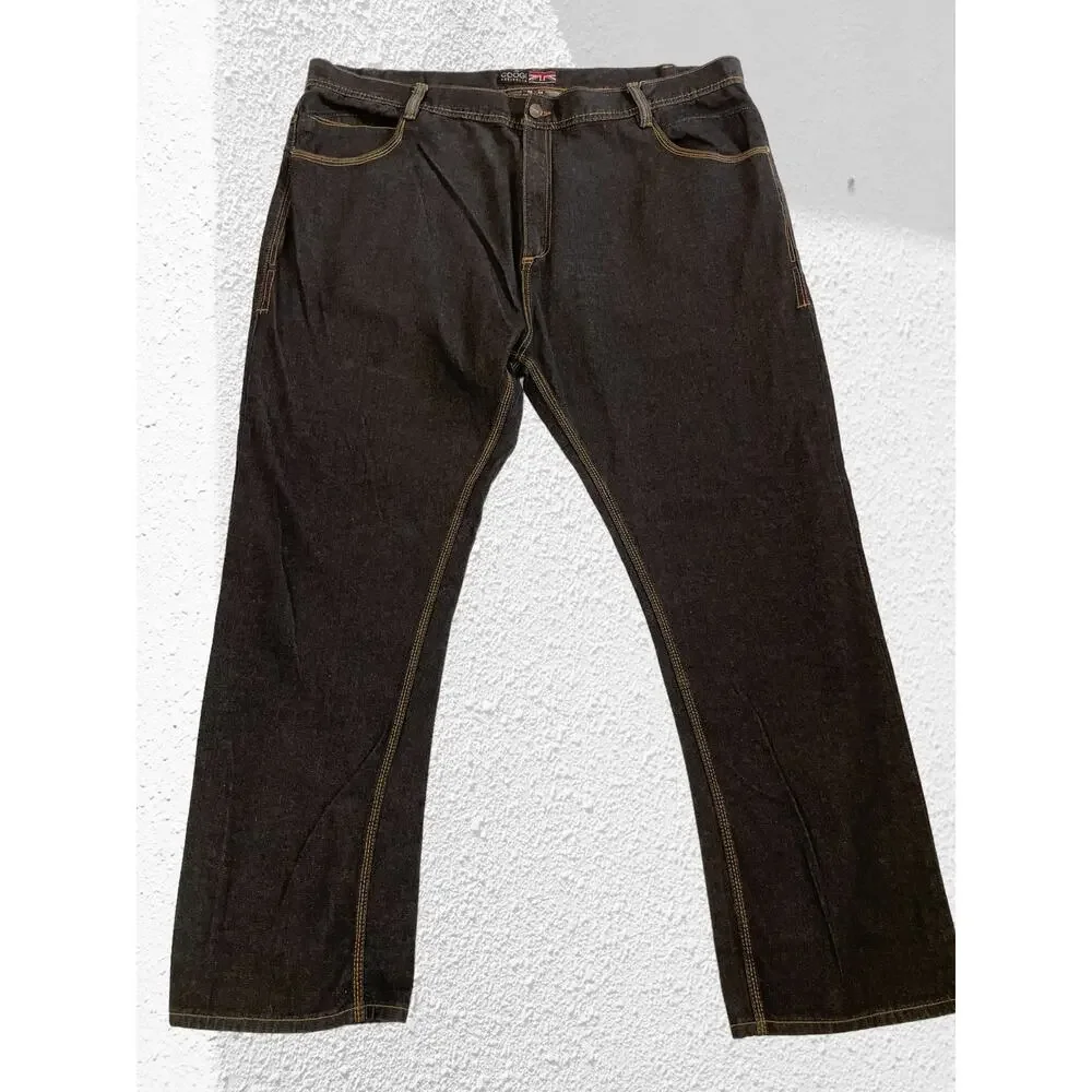 COOGI Australia Big and Tall Black Wash Jeans, 50x34, Dressy Details, High Style